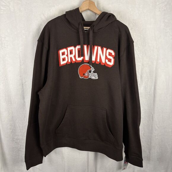 Cleveland Browns NFL Team Pullover Hoodie Embroidered Brown Size 2XL NWT - Picture 1 of 6